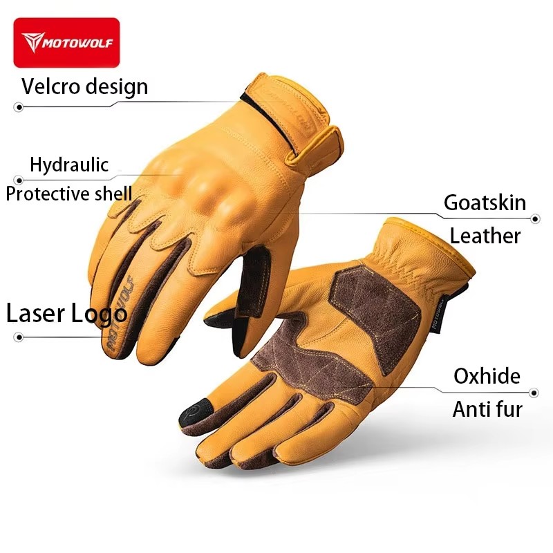 Leather Motorcycle Gloves Retr - Motorcycle Glove Knuckle review and price
