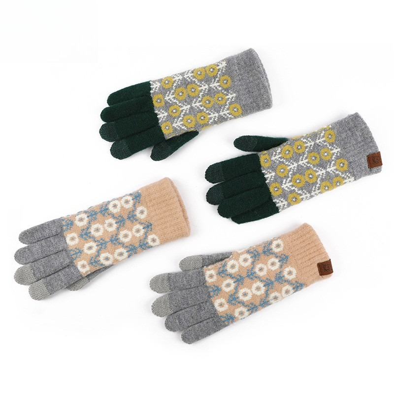 Autumn Winter Wool Color Block - Wool Glove Lined review and price