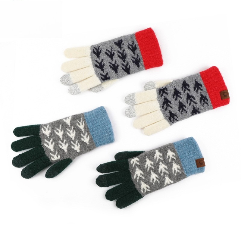 Autumn Winter Wool Color Block - Wool Glove Lined review and price